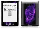 Flaming Fire Skull Purple - Decal Style Skin (fits 4th Gen Kindle with 6inch display and no keyboard)