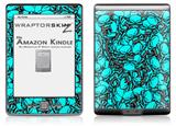 Scattered Skulls Neon Teal - Decal Style Skin (fits 4th Gen Kindle with 6inch display and no keyboard)