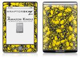Scattered Skulls Yellow - Decal Style Skin (fits 4th Gen Kindle with 6inch display and no keyboard)