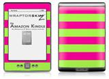 Kearas Psycho Stripes Neon Green and Hot Pink - Decal Style Skin (fits 4th Gen Kindle with 6inch display and no keyboard)