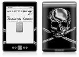 Chrome Skull on Black - Decal Style Skin (fits 4th Gen Kindle with 6inch display and no keyboard)