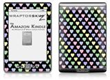 Pastel Hearts on Black - Decal Style Skin (fits 4th Gen Kindle with 6inch display and no keyboard)