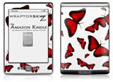 Butterflies Red - Decal Style Skin (fits 4th Gen Kindle with 6inch display and no keyboard)