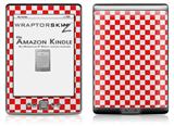 Checkered Canvas Red and White - Decal Style Skin (fits 4th Gen Kindle with 6inch display and no keyboard)