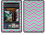 Amazon Kindle Fire (Original) Decal Style Skin - Zig Zag Teal Green and Pink