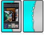 Amazon Kindle Fire (Original) Decal Style Skin - Ripped Colors Neon Teal Gray