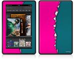 Amazon Kindle Fire (Original) Decal Style Skin - Ripped Colors Hot Pink Seafoam Green