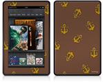 Amazon Kindle Fire (Original) Decal Style Skin - Anchors Away Chocolate Brown