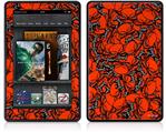 Amazon Kindle Fire (Original) Decal Style Skin - Scattered Skulls Red