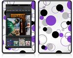 Amazon Kindle Fire (Original) Decal Style Skin - Lots of Dots Purple on White