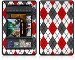 Amazon Kindle Fire (Original) Decal Style Skin - Argyle Red and Gray