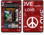 Amazon Kindle Fire (Original) Decal Style Skin - Love and Peace Red