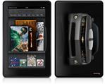 Amazon Kindle Fire (Original) Decal Style Skin - 2010 Chevy Camaro Cyber Gray - White Stripes on Black
