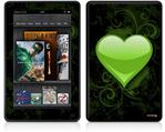 Amazon Kindle Fire (Original) Decal Style Skin - Glass Heart Grunge Green