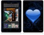 Amazon Kindle Fire (Original) Decal Style Skin - Glass Heart Grunge Blue