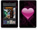 Amazon Kindle Fire (Original) Decal Style Skin - Glass Heart Grunge Hot Pink