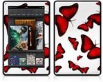 Amazon Kindle Fire (Original) Decal Style Skin - Butterflies Red
