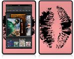Amazon Kindle Fire (Original) Decal Style Skin - Big Kiss Black on Pink