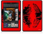 Amazon Kindle Fire (Original) Decal Style Skin - Big Kiss Black on Red