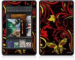 Amazon Kindle Fire (Original) Decal Style Skin - Twisted Garden Red and Yellow