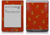 Anchors Away Red Dark - Decal Style Skin (fits Amazon Kindle Touch Skin)