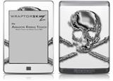 Chrome Skull on White - Decal Style Skin (fits Amazon Kindle Touch Skin)