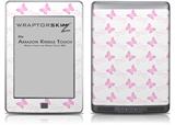 Pastel Butterflies Pink on White - Decal Style Skin (fits Amazon Kindle Touch Skin)