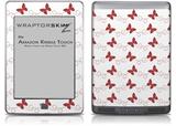 Pastel Butterflies Red on White - Decal Style Skin (fits Amazon Kindle Touch Skin)