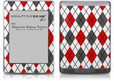 Argyle Red and Gray - Decal Style Skin (fits Amazon Kindle Touch Skin)