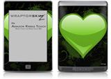 Glass Heart Grunge Green - Decal Style Skin (fits Amazon Kindle Touch Skin)