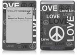 Love and Peace Gray - Decal Style Skin (fits Amazon Kindle Touch Skin)