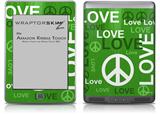 Love and Peace Green - Decal Style Skin (fits Amazon Kindle Touch Skin)