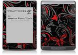 Twisted Garden Gray and Red - Decal Style Skin (fits Amazon Kindle Touch Skin)