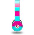 Skin Decal Wrap works with Original Beats Solo HD Headphones Kearas Psycho Stripes Neon Teal and Hot Pink Skin Only (HEADPHONES NOT INCLUDED)