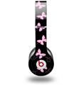 Skin Decal Wrap works with Original Beats Solo HD Headphones Pastel Butterflies Pink on Black Skin Only (HEADPHONES NOT INCLUDED)