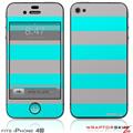 iPhone 4S Skin Kearas Psycho Stripes Neon Teal and Gray