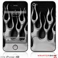 iPhone 4S Skin Metal Flames Chrome