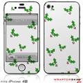 iPhone 4S Skin Christmas Holly Leaves on White