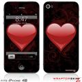iPhone 4S Skin Glass Heart Grunge Red