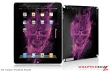 iPad Skin Flaming Fire Skull Hot Pink Fuchsia (fits iPad 2 through iPad 4)