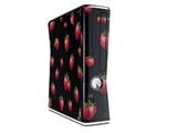 Strawberries on Black Decal Style Skin for XBOX 360 Slim Vertical
