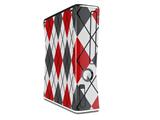 Argyle Red and Gray Decal Style Skin for XBOX 360 Slim Vertical