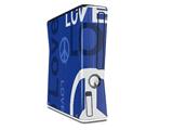 Love and Peace Blue Decal Style Skin for XBOX 360 Slim Vertical