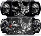 Sony PSP 3000 Decal Style Skin - Chrome Skulls on Black