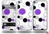 Lots of Dots Purple on White Decal Style Vinyl Skin - fits Apple iPod Touch 5G (IPOD NOT INCLUDED)