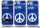 Love and Peace Blue Decal Style Vinyl Skin - fits Apple iPod Touch 5G (IPOD NOT INCLUDED)
