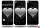 Glass Heart Grunge Gray Decal Style Vinyl Skin - fits Apple iPod Touch 5G (IPOD NOT INCLUDED)