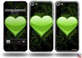 Glass Heart Grunge Green Decal Style Vinyl Skin - fits Apple iPod Touch 5G (IPOD NOT INCLUDED)
