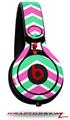 Skin Decal Wrap works with Beats Mixr Headphones Zig Zag Teal Green and Pink Skin Only (HEADPHONES NOT INCLUDED)