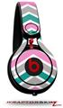 Skin Decal Wrap works with Beats Mixr Headphones Zig Zag Teal Pink and Gray Skin Only (HEADPHONES NOT INCLUDED)